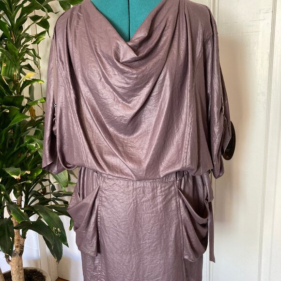 BCBGMaxAzria Mauve Draped Dress, Small - Picture 2 of 6
